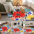 thumbnail image 5 of Round Rugs 3Ft, Spring Floral Round Area Rug Washable Indoor Throw Carpet, Watercolor Botanical Flowers Summer Small Non Slip Circle Rug for Bedroom Living Room Home Decor Aesthetic, 5 of 8