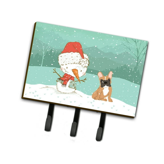 Fawn French Bulldog Snowman Christmas Leash or Key Holder