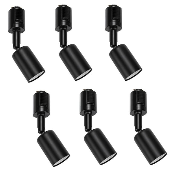 KAYYELAMP Set of Six Black Simple Track Light H-Type E26 Base Adjustable Angle Mini Track Head Lighting for Plants Shelf Kitchen Wall Painting Counter(No Bulb, Track)