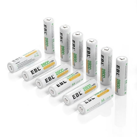 EBL AA Ni-Mh 2800mAh 1.2V Rechargeable batteries for LED light Toy flashlight Camera MP3, (Best Aa Batteries For Camera Flash)