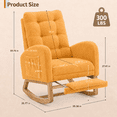 thumbnail image 4 of UHOMEPRO Modern Teddy Rocking Chair, Accent Rocker Chair with Solid Wood Frame, High Backrest, Pull-Out Footrest, Side Pocket, Accent Glider Rocker for Living Room Bedroom Nursery, Orange, 4 of 9