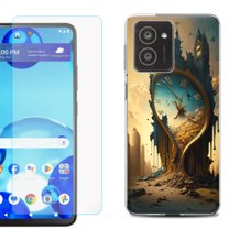 For HMD Vibe Shockproof Phone Case Cover with Tempered Glass Screen Protector, by OneToughShield - Melting Clock