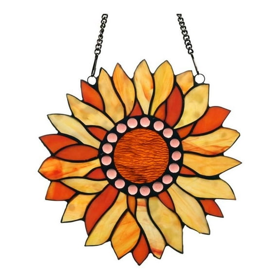 Chloe Lighting Floral 11" Sundance Stained Glass Window Panel in Black