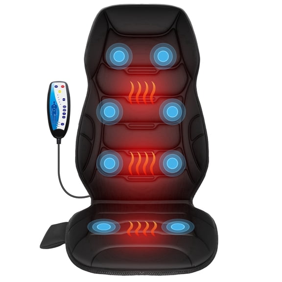 COMFIER Vibration Back Massager with Heat, Massage Seat Cushion with 8 Vibration Motors, 5 Massage Modes & 4 Intensity Levels, Chair Pad for Home Office