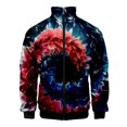 thumbnail image 3 of Chaqueta con cuello alto y estampado 3D de espirales de colores, abrigo de moda para primavera y otoño, chaquetas de gran tamaño con cremallera, ropa de abrigo para hombre, 3 of 5