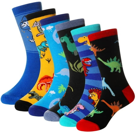 

Boys Cotton Crew Socks Kids Novelty Animal Soft Funny Casual Fashion Breathable Childs Socks 6 Pairs (6 Pairs Dinosaur A 6-8 Years)