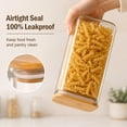 thumbnail image 5 of Glass Spaghetti Pasta Storage Containers, 3 Pack 2.2Qt Square Airtight Glass Jars, Clear Sealed Canisters for Flour Cereal Beans Pantry Organization, 5 of 7