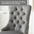 thumbnail image 2 of PAPROOS Vanity Chair, Swivel Home Office Chair, Ergonomic Home Desk Chair with Golden Metal Base, Adjustable Height, Velvet Upholstered Tufted Button Task Chair, Gray, 2 of 10