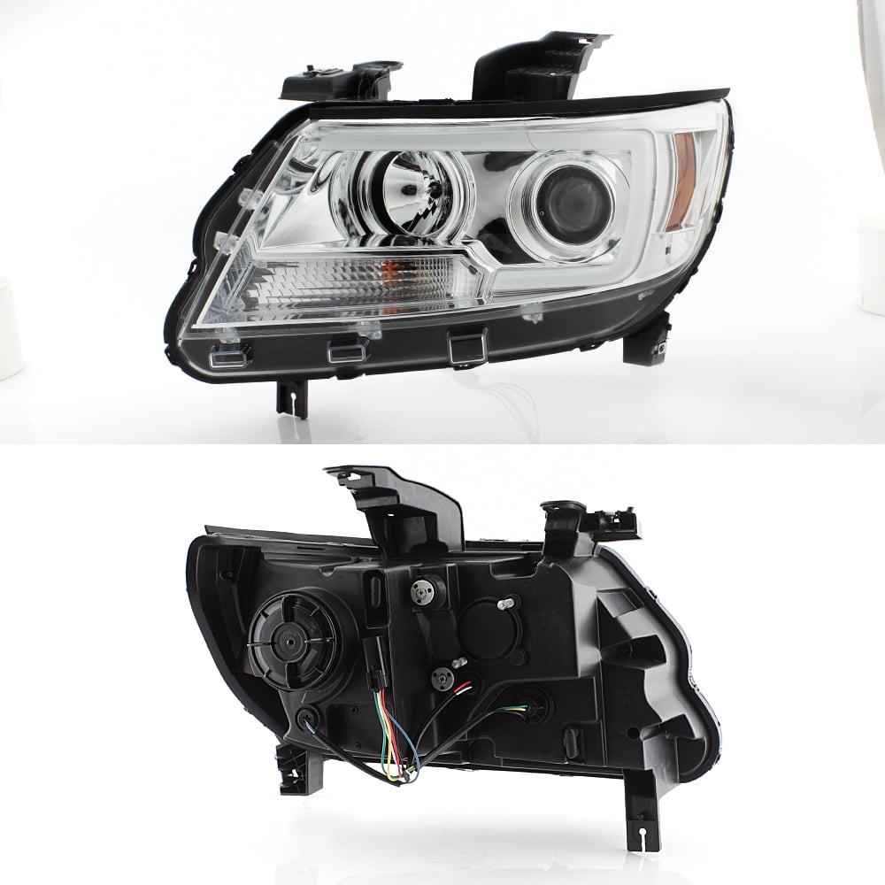 AKKON - For 2015-2022 Chevy Colorado Full LED Daytime Running Lamp Bar Projector Headlights Chrome Housing Clear Lens Set
