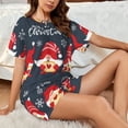 thumbnail image 6 of Bixox Women's Three Cute Christmas Gnomes Printed Pajama Set 2 Piece Lounge Set Top and Shorts Soft Pajamas, Shorts with Pockets, 6 of 7