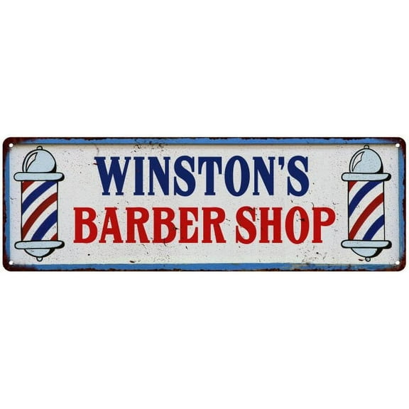 WINSTON'S Barber Shop Hair Salon Metal Sign Retro 6x18 106180031498
