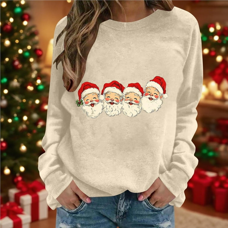 Christmas Santa Claus Jumper for Women, Ladies Crewneck Sweatshirt