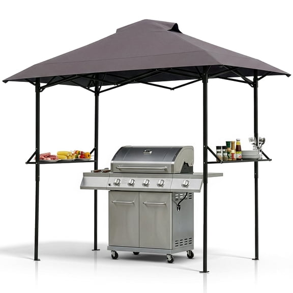Ktaxon Grill Gazebo Outdoor BBQ Canopy Shelter 8 x 5 Canopy for Patio Backyard Grilling,Gray