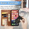 thumbnail image 5 of Compatible with iPhone 13 Case and Cover, Allytech Wallet Money Pocket Card Slots Book Style Kickstand Magnetic Snap Removable Wrist Strap Protective Case for iPhone 13 2021, Brown, 5 of 5