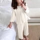 thumbnail image 2 of Odeerbi 2-8 Años Niñas Pijama de Verano de Algodón Lechuga Trim Tops Manga Larga Pantalones Conjunto Suave Rib Knit Sleepwear Dos Piezas Pijama Set, 2 of 4