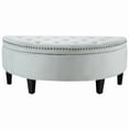 thumbnail image 3 of Nathan Velvet Modern Contemporary Button Tufted Gold Nailhead Trim Half Moon Storage Ottoman, Light Grey, 3 of 8