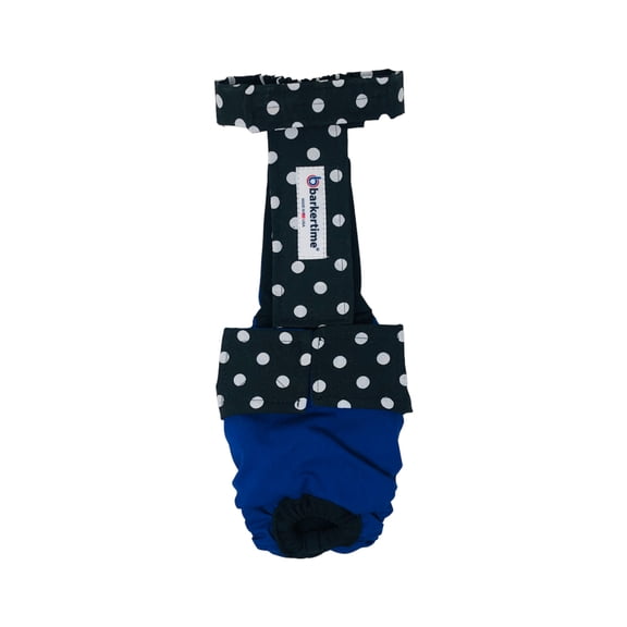 Barkertime Black Polka Dot on Blue Dog Diaper Overall
