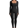 thumbnail image 3 of Women Yoga Jumpsuits Workout Ribbed Long Sleeve Sport Jumpsuits, 3 of 10