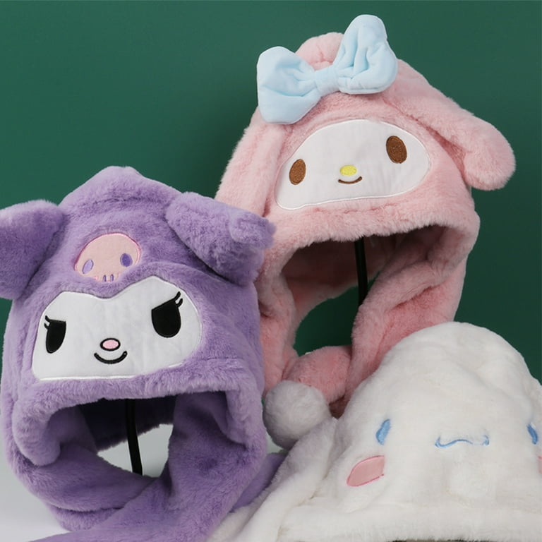 Kawaii Kuromi Plush Hat, Movable Ears, Warm Cap, Cosplay Toy