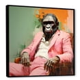 thumbnail image 2 of Designart "Fashion-First Gorilla in Pink and Black Suit" Animals Framed Wall Art - Pink Gorilla Hallway Framed Wall Art Decor, 2 of 6