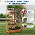 thumbnail image 4 of EuKer Outdoor Planter Box with Trellis and Roof, 67.7" Freestanding Privacy Planter for Climbing Vines, Vegetables, Flowers, Brown, 4 of 7