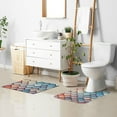 thumbnail image 6 of Yayeee Bath Rugs for Bathroom Floor Set of 2 Non Slip Fluffy Soft Absorbent Mat, Blue Art Pattern, 6 of 7