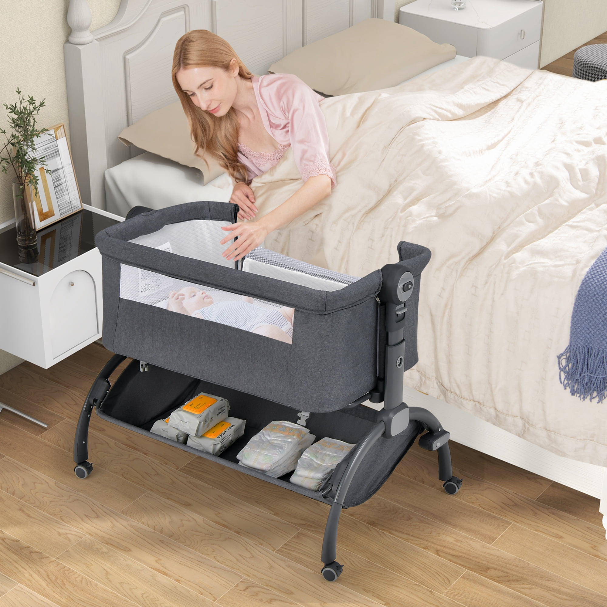 Babyjoy 3 in 1 Portable Baby Bassinet Co Sleeping Bed with Mattress Storage Basket Walmart