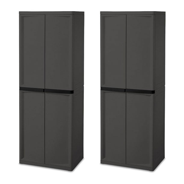 Sterilite Adjustable 4 Shelf Gray Storage Cabinet With Doors 2 Pack 01423v01 Com Sterilite Adjustable 4 Shelf Gray, Sterilite Storage Cabinets With Doors And Shelves