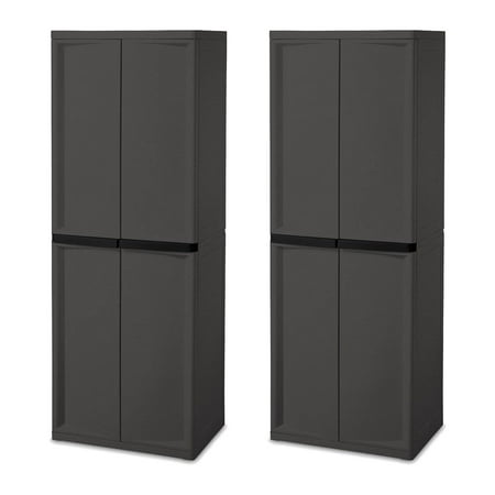 Sterilite Adjustable 4 Shelf Gray Storage Cabinet With Doors 2