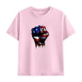 thumbnail image 4 of Kids Pink 4th of July T-Shirt and Shorts Set, Unisex Patriotic American Flag Graphic Cotton Crew Neck Summer 2 Piece Outfit for Boys Girls,Size 7 T, 4 of 9