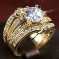 thumbnail image 6 of Womens Exaggerated Zircon Ring Set Fine Copper Statement Ring Set Fashion Jewelry Three Piece Ring for Women Party Cocktail Ring Set Gold Silver, 6 of 8