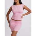 thumbnail image 3 of Biezeib Women's 2 Piece Summer Outfits Sleeveless Cropped Tank Tops Mini Bodycon Skirt Set, 3 of 6