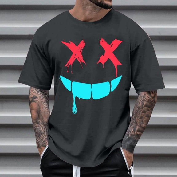 TaTaai Halloween Sports T Shirt for Men Short Sleeve Round Neck Printed Top Quick Dry Breathable for Football