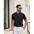 thumbnail image 4 of COOFANDY Textured Polo Shirts for Men Summer V Neck Short Sleeve Buttonless Polo Knit Stretchy Golf Shirts, 4 of 7