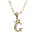 thumbnail image 1 of Cadena y dije de brillos con corona de oro laminado letra G, 1 of 8