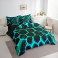 thumbnail image 3 of Castle Fairy Neon Honeycomb Boy Bedding Comforter Set,Gradient Hexagon King Bedding Sets, 3 of 8