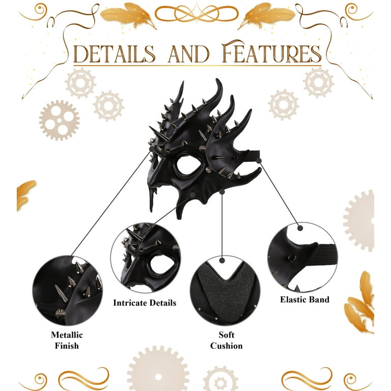 Attitude Studio Black Steampunk Metallic Devil Mask Costume