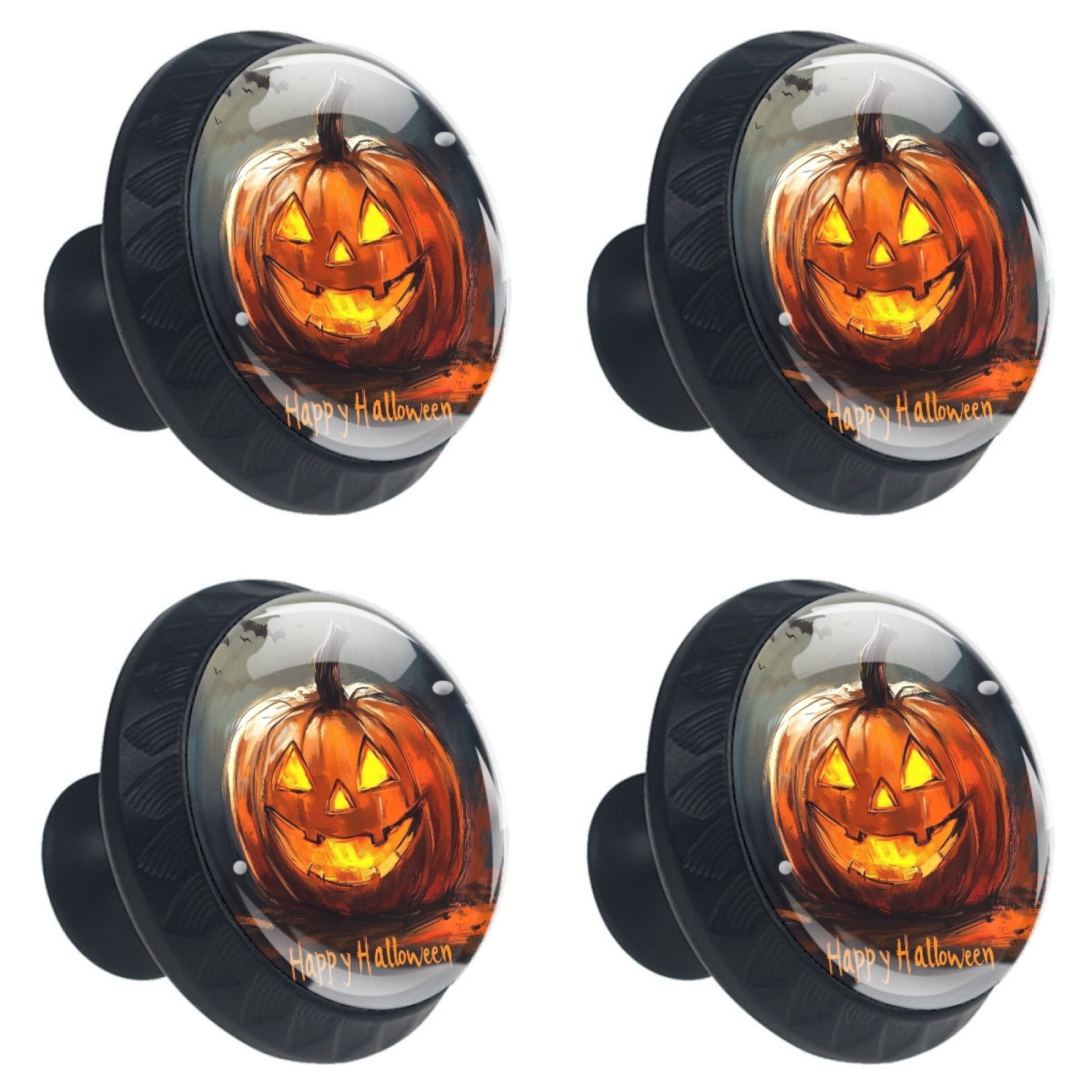 4 Pcs Happy Halloween Knobs for Kitchen Cabinet Cupboard Dresser Bookcase Drawer Pulls Handles Round Home Decor