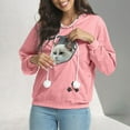 thumbnail image 2 of Pet Carrier Hoodie for Women Cat Dog Pouch Holder Solid Color Long Sleeve Hooded Sweatshirts Cute Casual Tops, 2 of 9