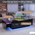 thumbnail image 4 of Lumiinofami 47" Lift Top Coffee Table, Faux Marble Wooden Coffee Table with Storage and LED Lights, Modern Center Table with Wireless Charging Station for Living Room, Black, 4 of 6