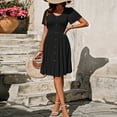 thumbnail image 5 of Noyal Button Down Dress for Women Short Sleeve Sundress Solid Color Casual Soft Summer A Line Swing Midi Dress, 5 of 7