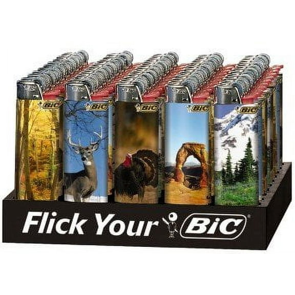 Bic Outdoor Nature and Wildlife Lighter - 5 Lighters - Color and Design maybe vary