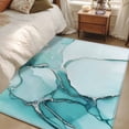 thumbnail image 5 of Marble Turquoise Large Area Rugs for Bedroom Living Room, Soft Non Slip Carpet Bedside Rug, Abstract Nature Cracks Silver Wavy Rectangular Floor Cover Kitchen Accent Rug 3'x5' for Dining Room/Office, 5 of 9