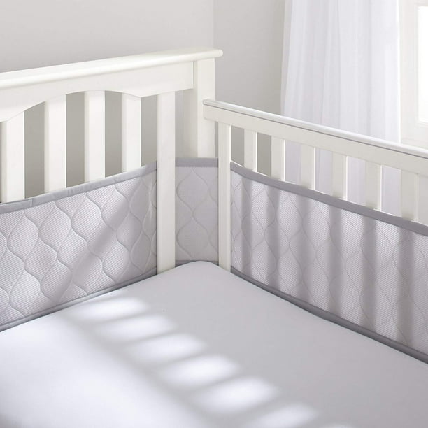 BreathableBaby Deluxe Embossed Mesh Crib Liner, Gray