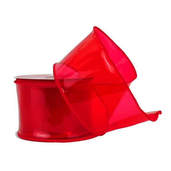 2.5" x 20ft. Red Wired Vinyl Ribbon by Celebrate It Christmas - Christmas Ribbon for Home Decor and Crafting