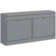 thumbnail image 1 of HOMCOM Shoe Bench with 2 Flip Drawers, Cushion, 8 Pairs for Entryway Grey, 1 of 10