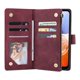 thumbnail image 2 of For Samsung Galaxy A35 5G Case Zipper Leather Wallet Cover with Multiple Card Slots - Wine Red, 2 of 5