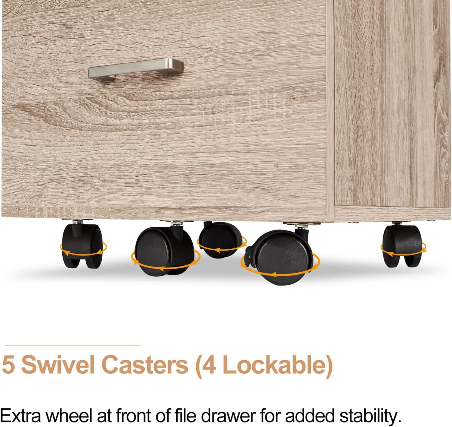 VINGLI 3 Drawer File Cabinet with Lock, Rolling File Cabinet Under Desk, 15.7” W x 15.7” D x 26” H