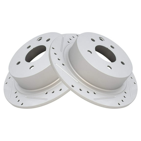 TRQ Rear Performance Brake Rotors Set Solid Premium G-Coated Cross Drilled & Slotted Fits Select 2002-2022 Nissan Altima 2011-2017 Juke 2004-2018 Maxima 2007-2019 Sentra
