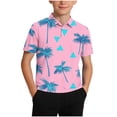 thumbnail image 1 of Zpanxa Chemise Garçon à Boutons, Col à Revers Imprimé, Manches Courtes, Chandail Décontracté en Polyester, 9-10 Ans, 1 of 7